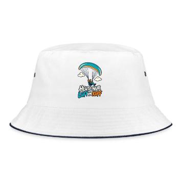 Heute Nur Luft Im Kopf Paragliding - Bucket Hat - Weiß/Navy - Vorne