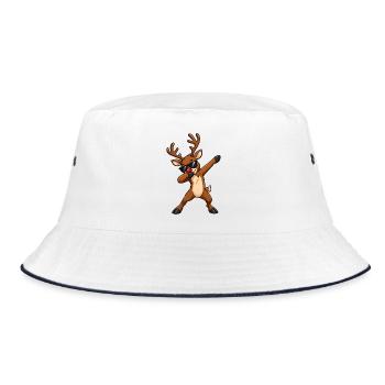 Rentier Dab Dance – Lustiges Weihnachtsmotiv - Bucket Hat - Weiß/Navy - Vorne