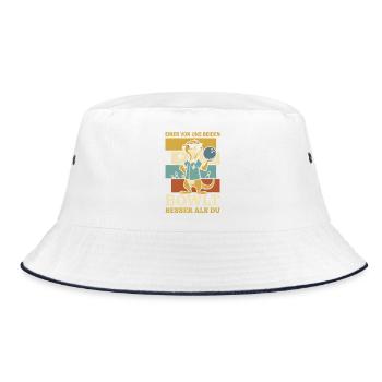 Bowling Erdmännchen Bowlt Besser Als Du Spruch - Bucket Hat - Weiß/Navy - Vorne