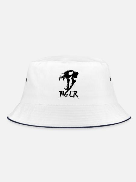 Tigerschädel (Schwarz) - Bucket Hat - Weiß/Navy