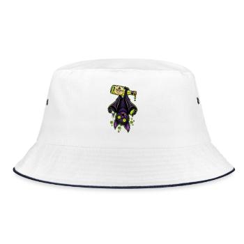 Tequila-Bat im Neon-Grün - Bucket Hat - Weiß/Navy - Vorne
