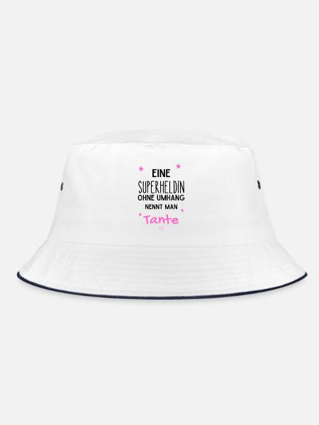 Tante Superheldin - Bucket Hat - Weiß/Navy