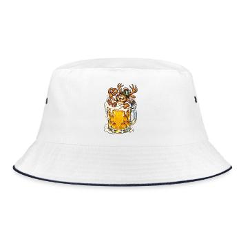 Wolpertinger Lustiges Bayerisches Fabelwesen - Bucket Hat - Weiß/Navy - Vorne