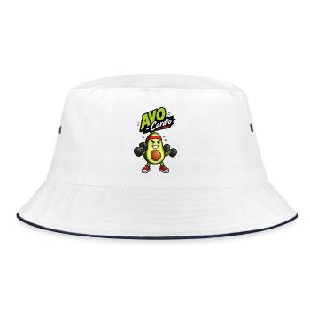 Avocado Cardio Muskelheld - Bucket Hat - Weiß/Navy - Vorne