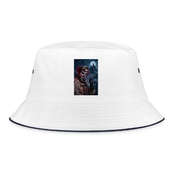 Unheimlicher Clown-Chirurg – Halloween-Horror - Bucket Hat - Weiß/Navy - Vorne