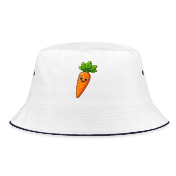 Karotten-Karotten-Gemüse - Bucket Hat - Weiß/Navy - Vorne