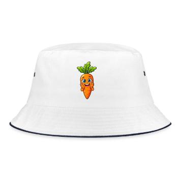 Karotten-Karotten-Gemüse - Bucket Hat - Weiß/Navy - Vorne