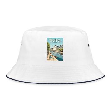 Entdecken Sie die elegante Stadt Nantes in Frankreich - Bucket Hat - Weiß/Navy - Vorne