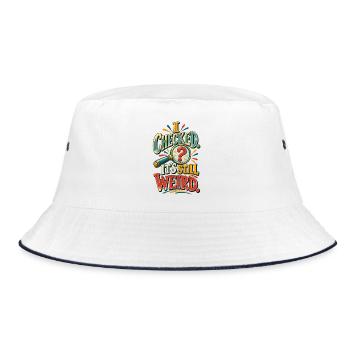 Immer noch seltsam – Lustiger Neugier-Geist-Humor - Bucket Hat - Weiß/Navy - Vorne