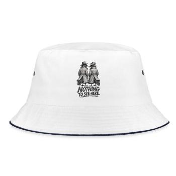 Hier gibt es nichts zu sehen – geheimnisvoller Krähenhumor - Bucket Hat - Weiß/Navy - Vorne