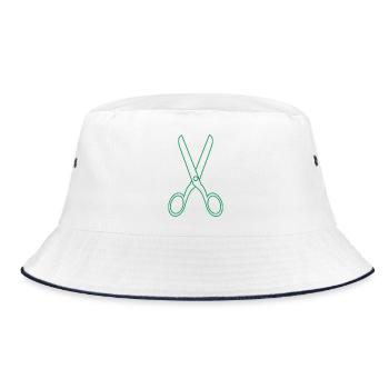 Schere - Bucket Hat - Weiß/Navy - Vorne