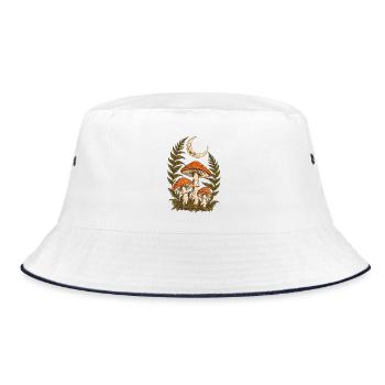 Pilzwald im Mondschein - Bucket Hat - Weiß/Navy - Vorne