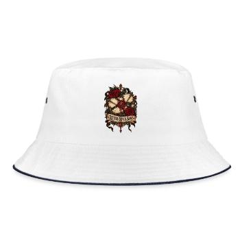 Nie verschickte Briefe: Gothic Rose Siegel - Bucket Hat - Weiß/Navy - Vorne