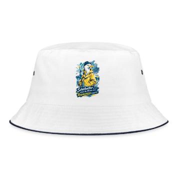 Lustige Möwe im Friesennerz Schietwetter - Bucket Hat - Weiß/Navy - Vorne