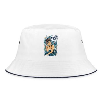 Retro Pin-Up Bouldering Time Klettern Design - Bucket Hat - Weiß/Navy - Vorne