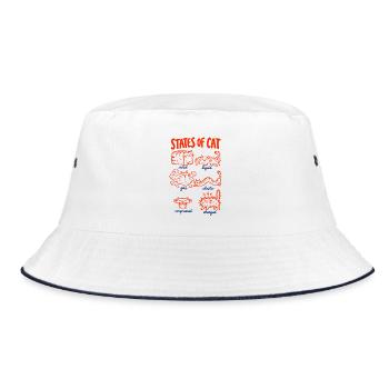 Katzenphysik – Zustände der Katze - Bucket Hat - Weiß/Navy - Vorne