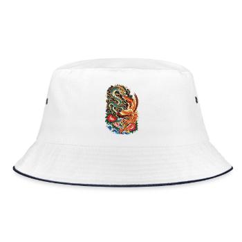 Drache und Phönix in Molten - Bucket Hat - Weiß/Navy - Vorne