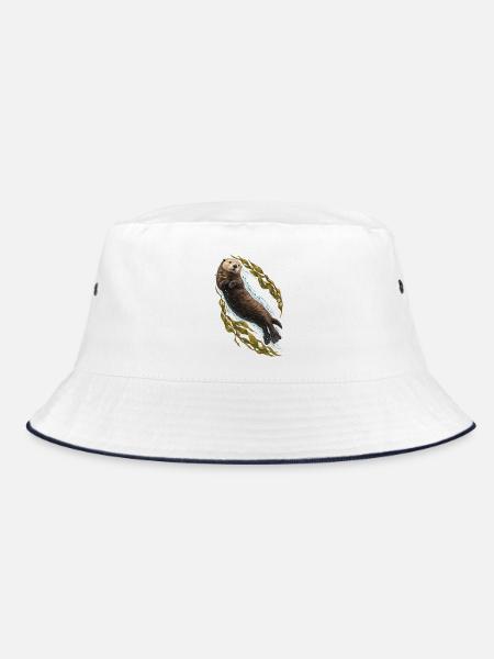 Seeotter dreht sich durch den Seetang - Bucket Hat - Weiß/Navy