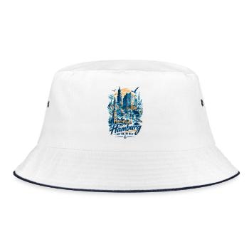 Hamburg Silhouette – Das Tor zur Welt Design - Bucket Hat - Weiß/Navy - Vorne