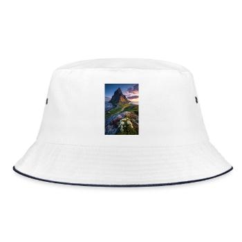 Coastal Peak mit Wildblumen - Bucket Hat - Weiß/Navy - Vorne