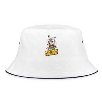 Front Row or Nothing – Rock Pride Handzeichen - Bucket Hat - Weiß/Navy - Vorne