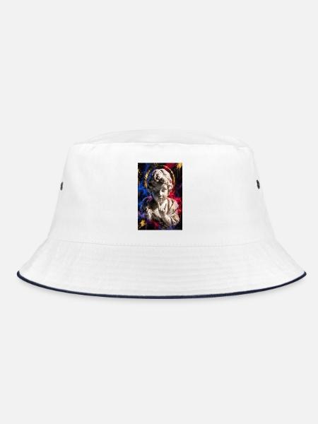 Cherubische Graffiti-Statue - Bucket Hat - Weiß/Navy