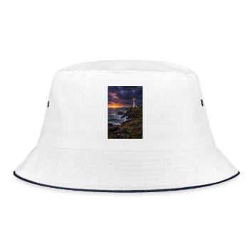 Dusk Lighthouse an der Rocky Coast - Bucket Hat - Weiß/Navy - Vorne