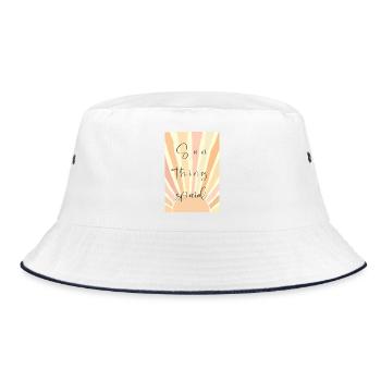 Sonnenstrahlen Special – Handlettering - Bucket Hat - Weiß/Navy - Vorne
