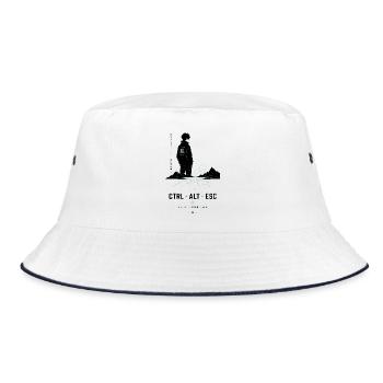 Neonwanderer: Ctrl Alt ESC - Bucket Hat - Weiß/Navy - Vorne