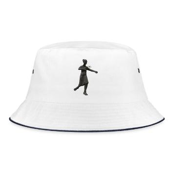 Statue mit Brille - Bucket Hat - Weiß/Navy - Vorne