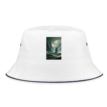 Galleone in der Sturmwelle - Bucket Hat - Weiß/Navy - Vorne