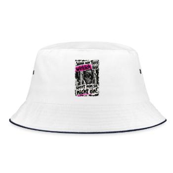 Tiere nicht einsperren - Bucket Hat - Weiß/Navy - Vorne