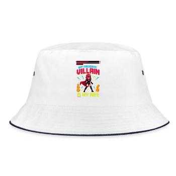Mein Lieblingsbösewicht ist die sarkastische Ehe meiner Frau - Bucket Hat - Weiß/Navy - Vorne
