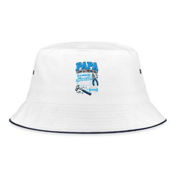 Papa kann alles reparieren – Handwerker Humor - Bucket Hat - Weiß/Navy - Vorne