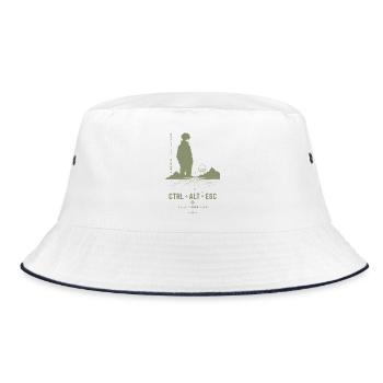 Ctrl Alt Esc Retro Skyline - Bucket Hat - Weiß/Navy - Vorne