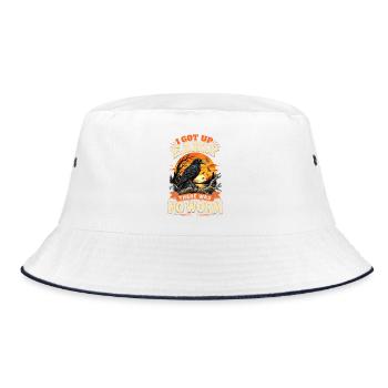  I Got Up Early There Was No Worm Rabe Am - Bucket Hat - Weiß/Navy - Vorne