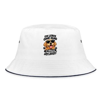 Sonnenbrillen-Hund: Ist Möglich aber sinnlos - Bucket Hat - Weiß/Navy - Vorne