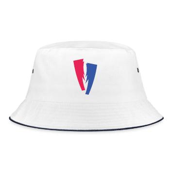 Farbduett aus Rot und Blau - Bucket Hat - Weiß/Navy - Vorne