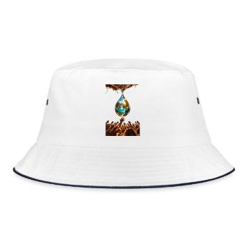 "The last drop" - Bucket Hat - Weiß/Navy - Vorne
