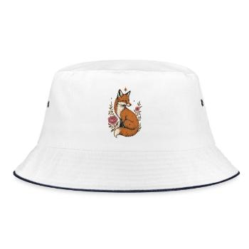 Fuchs  - Bucket Hat - Weiß/Navy - Vorne