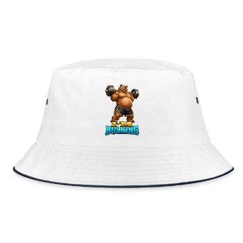 Muscular Bear I'M BULK – Fitness-Stimmung - Bucket Hat - Weiß/Navy - Vorne