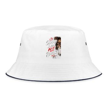 Nicht perfekte Tigerbürsten-Grafik - Bucket Hat - Weiß/Navy - Vorne