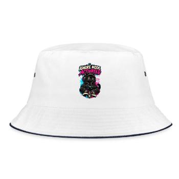 RobVibe Wild Club – Cat Ignore Mode Activated - Bucket Hat - Weiß/Navy - Vorne