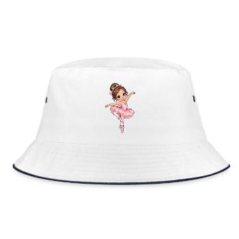 Ballerina Kawaii Style – Süßes Tanzmotiv - Bucket Hat - Weiß/Navy - Vorne