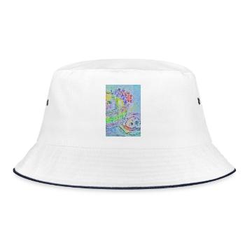 Obstkorb - Bucket Hat - Weiß/Navy - Vorne
