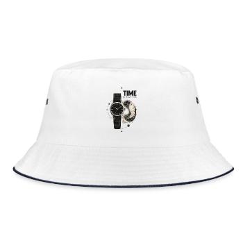 Zeitrelativität Uhr und Wurmloch - Bucket Hat - Weiß/Navy - Vorne