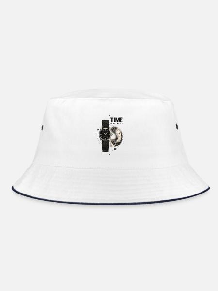 Zeitrelativität Uhr und Wurmloch - Bucket Hat - Weiß/Navy