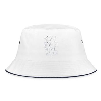 Lustige Skizze mit Möwe von Jörg Langhans - Bucket Hat - Weiß/Navy - Vorne