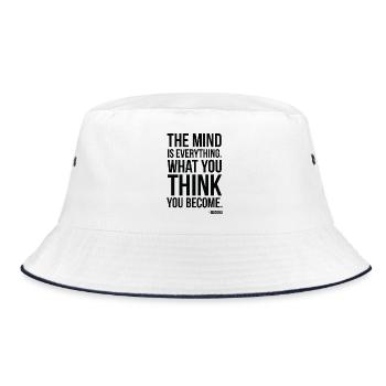 Buddha Mind Is Everything Zitattypografie - Bucket Hat - Weiß/Navy - Vorne