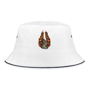 Geteilter Eichenlaub-Mantel am Funkenpfad - Bucket Hat - Weiß/Navy - Vorne